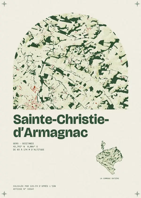 Affiche de Sainte-Christie-d'Armagnac, calculée par 123-fr d'après l'IGN