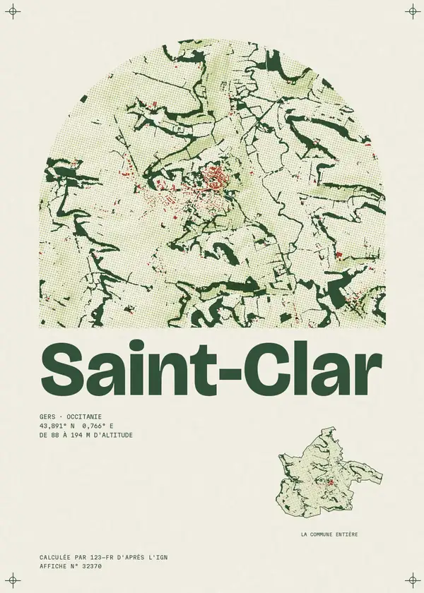 Affiche de Saint-Clar, calculée par 123-fr d'après l'IGN