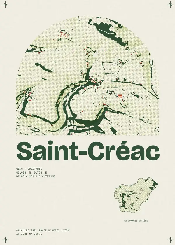 Affiche de Saint-Créac, calculée par 123-fr d'après l'IGN
