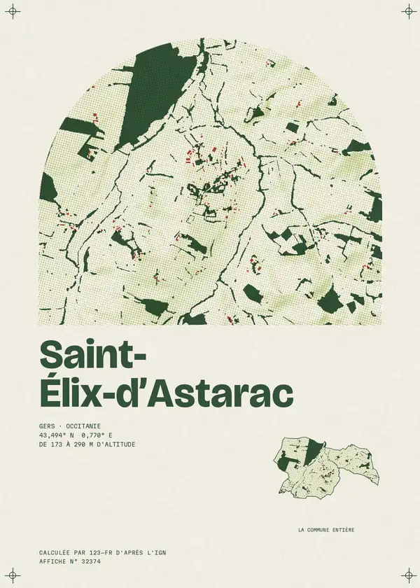 Affiche de Saint-Élix-d'Astarac, calculée par 123-fr d'après l'IGN