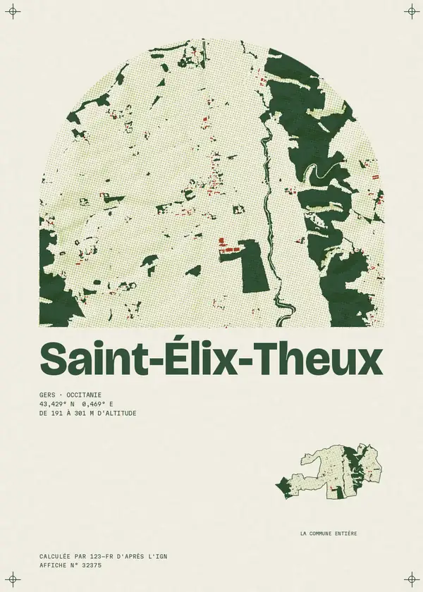Affiche de Saint-Élix-Theux, calculée par 123-fr d'après l'IGN