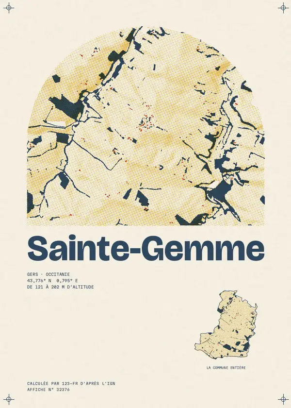 Affiche de Sainte-Gemme, calculée par 123-fr d'après l'IGN