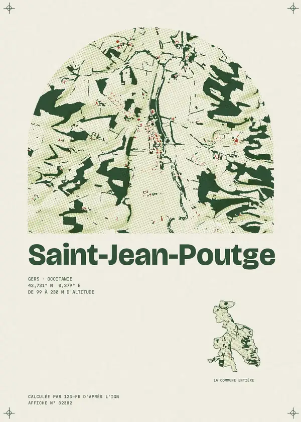 Affiche de Saint-Jean-Poutge, calculée par 123-fr d'après l'IGN