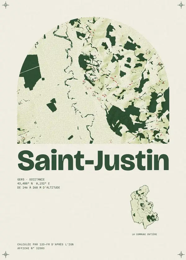 Affiche de Saint-Justin, calculée par 123-fr d'après l'IGN