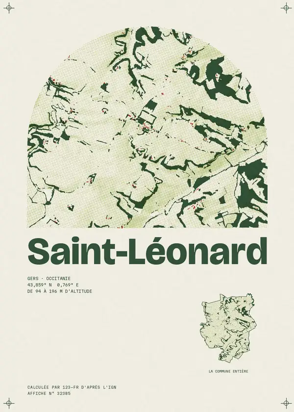 Affiche de Saint-Léonard, calculée par 123-fr d'après l'IGN