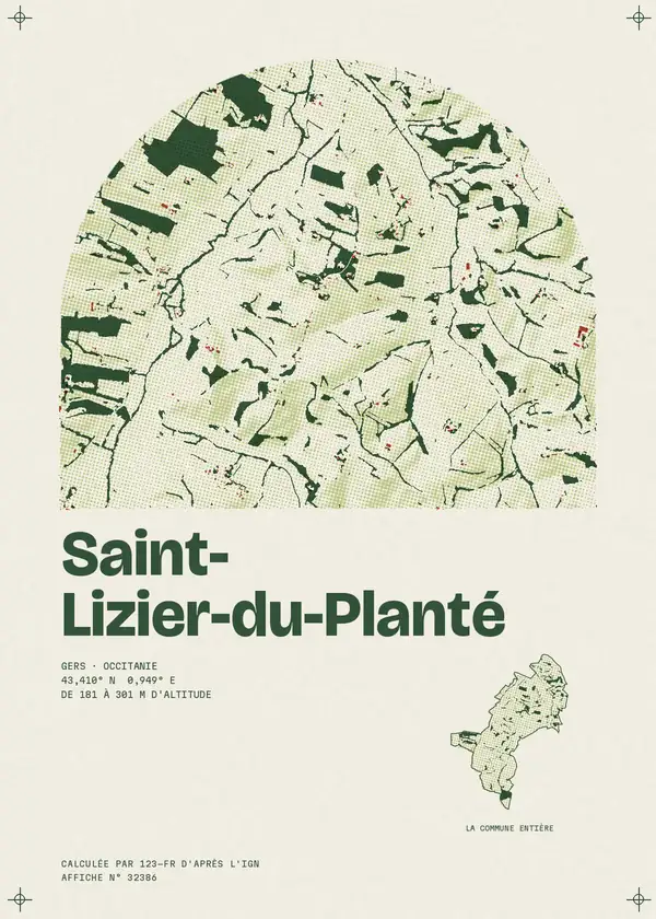 Affiche de Saint-Lizier-du-Planté, calculée par 123-fr d'après l'IGN