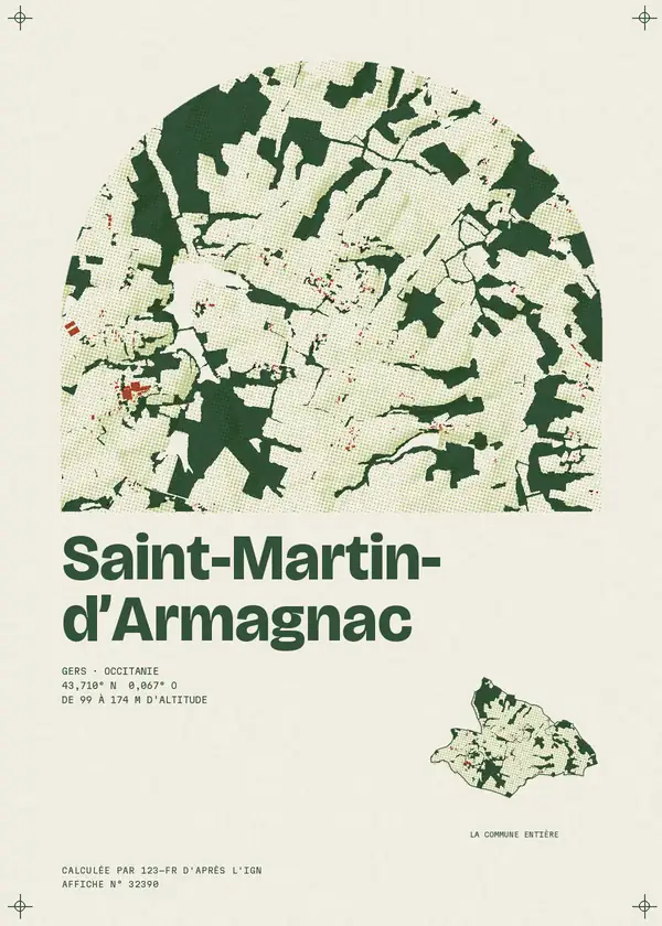 Affiche de Saint-Martin-d'Armagnac, calculée par 123-fr d'après l'IGN