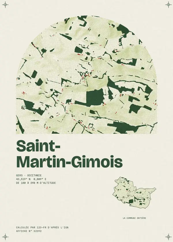 Affiche de Saint-Martin-Gimois, calculée par 123-fr d'après l'IGN