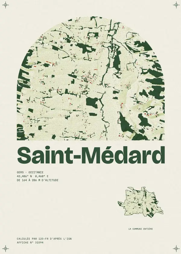 Affiche de Saint-Médard, calculée par 123-fr d'après l'IGN
