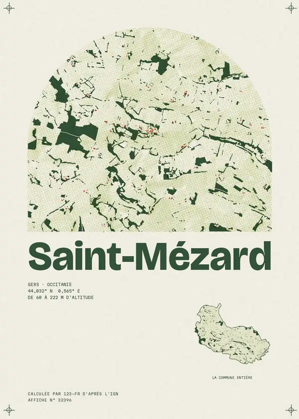 Affiche de Saint-Mézard, calculée par 123-fr d'après l'IGN
