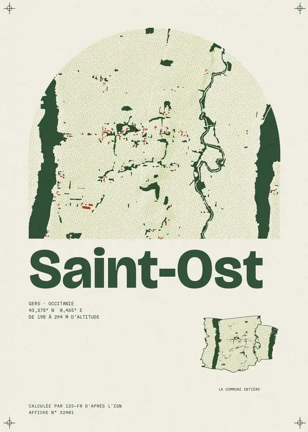 Affiche de Saint-Ost, calculée par 123-fr d'après l'IGN