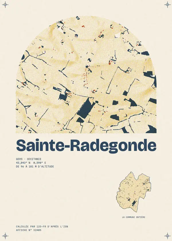 Affiche de Sainte-Radegonde, calculée par 123-fr d'après l'IGN