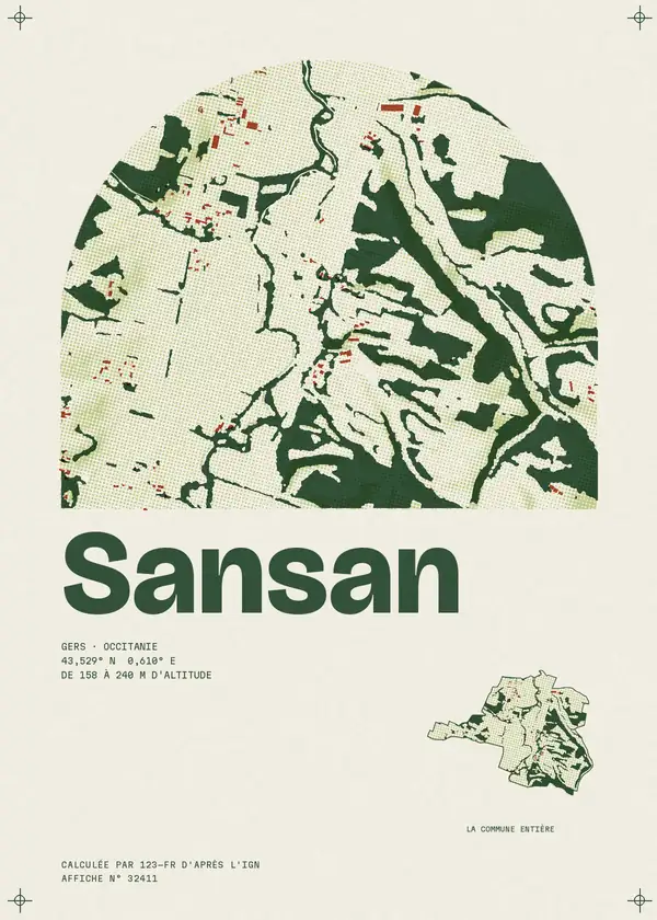 Affiche de Sansan, calculée par 123-fr d'après l'IGN