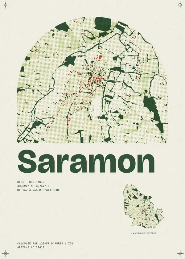 Affiche de Saramon, calculée par 123-fr d'après l'IGN