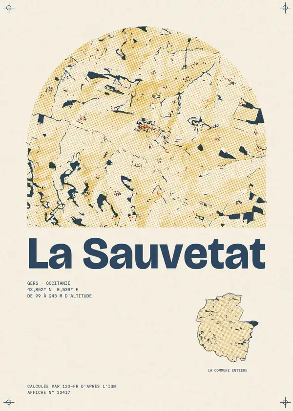 Affiche de La Sauvetat, calculée par 123-fr d'après l'IGN