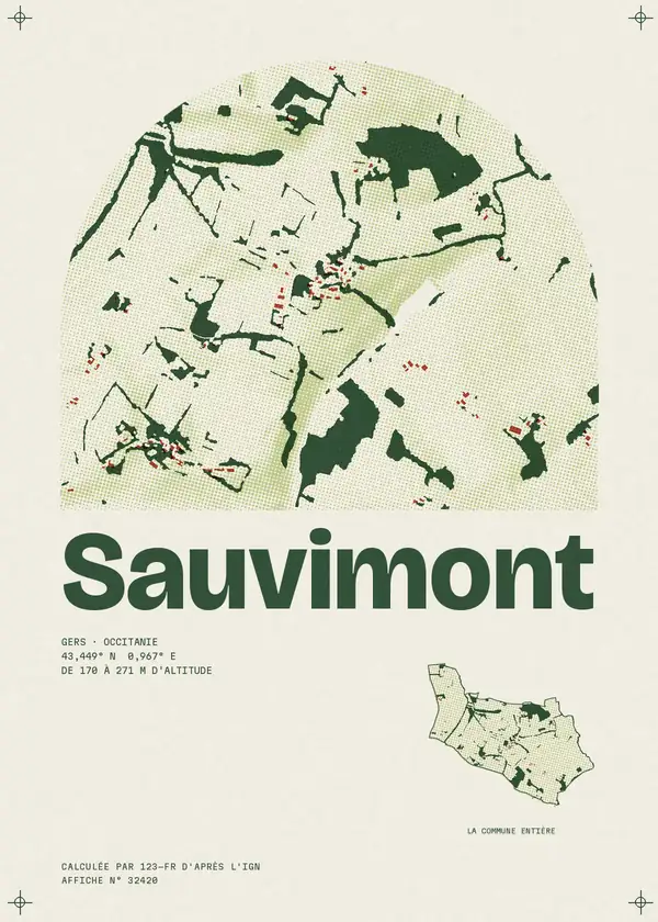 Affiche de Sauvimont, calculée par 123-fr d'après l'IGN