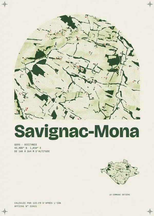 Affiche de Savignac-Mona, calculée par 123-fr d'après l'IGN