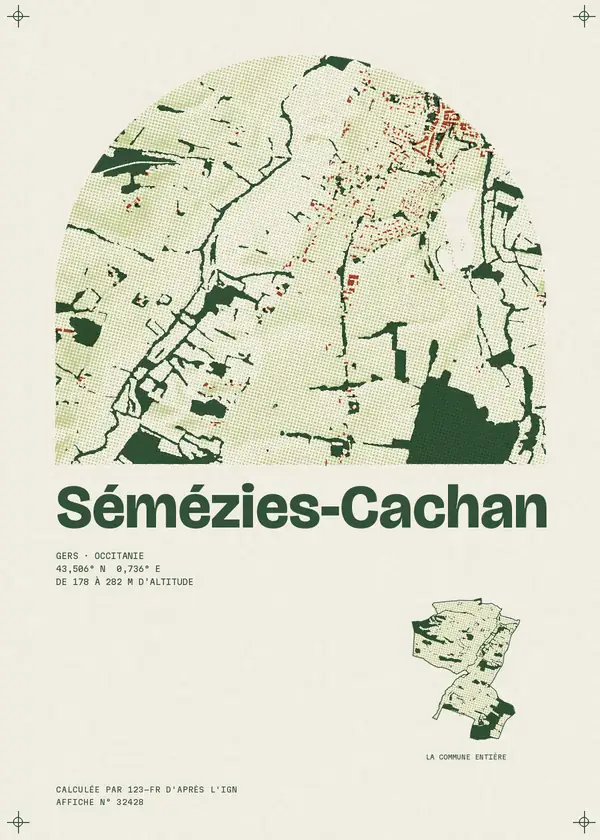 Affiche de Sémézies-Cachan, calculée par 123-fr d'après l'IGN