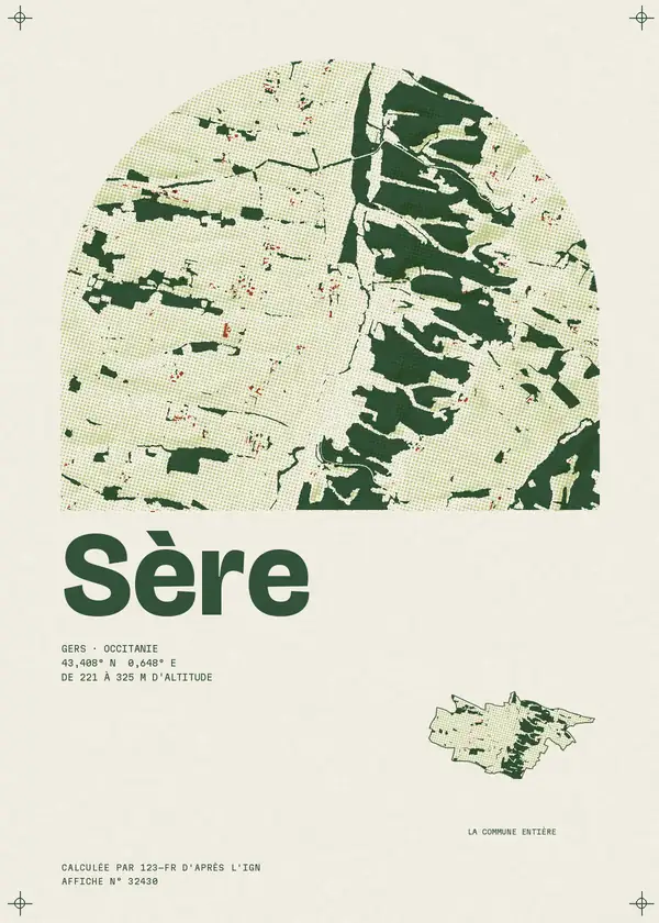 Affiche de Sère, calculée par 123-fr d'après l'IGN