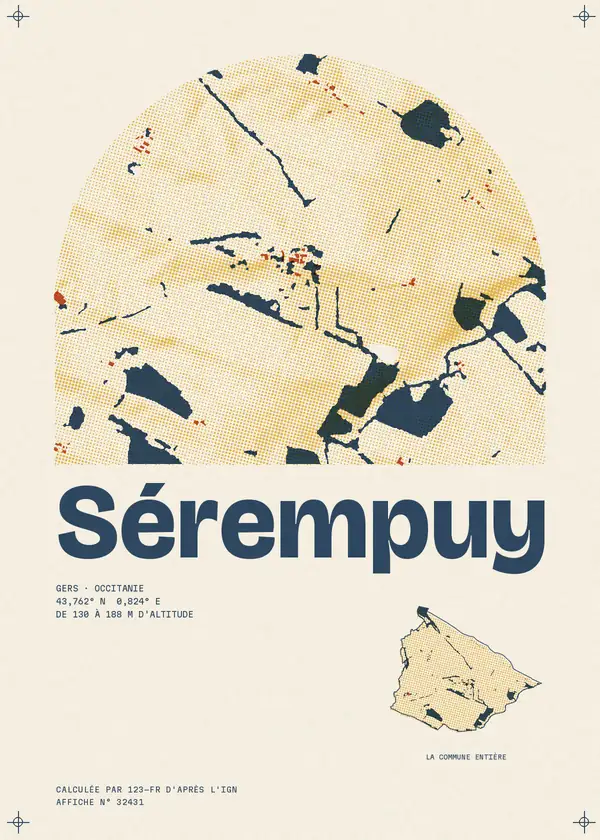 Affiche de Sérempuy, calculée par 123-fr d'après l'IGN