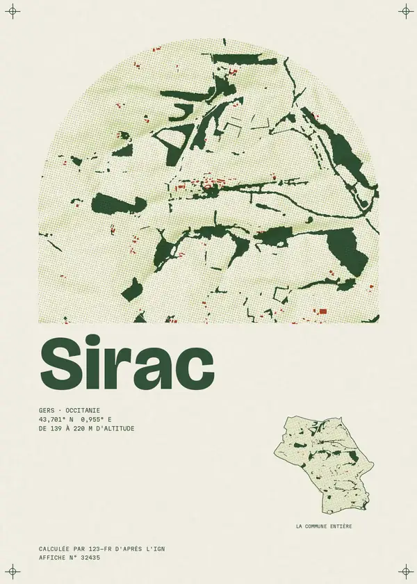 Affiche de Sirac, calculée par 123-fr d'après l'IGN