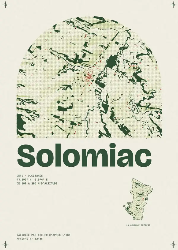 Affiche de Solomiac, calculée par 123-fr d'après l'IGN