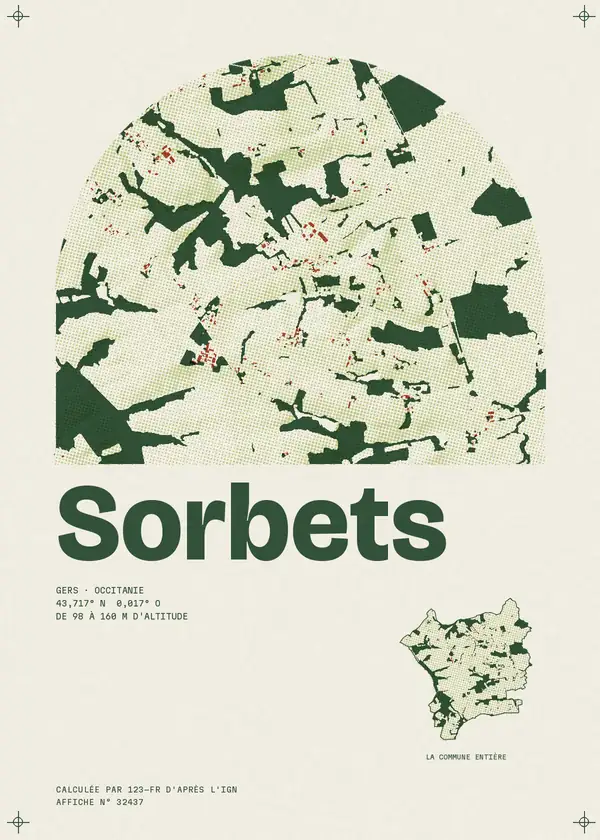 Affiche de Sorbets, calculée par 123-fr d'après l'IGN