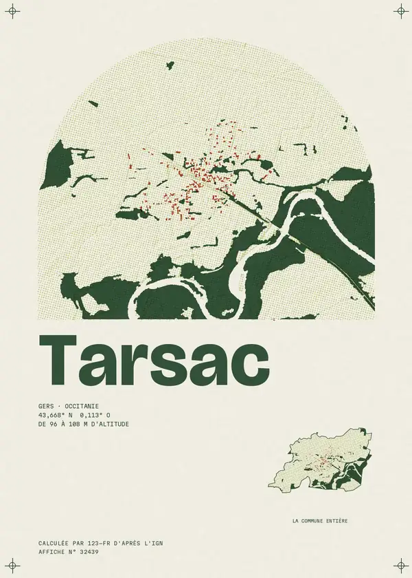 Affiche de Tarsac, calculée par 123-fr d'après l'IGN