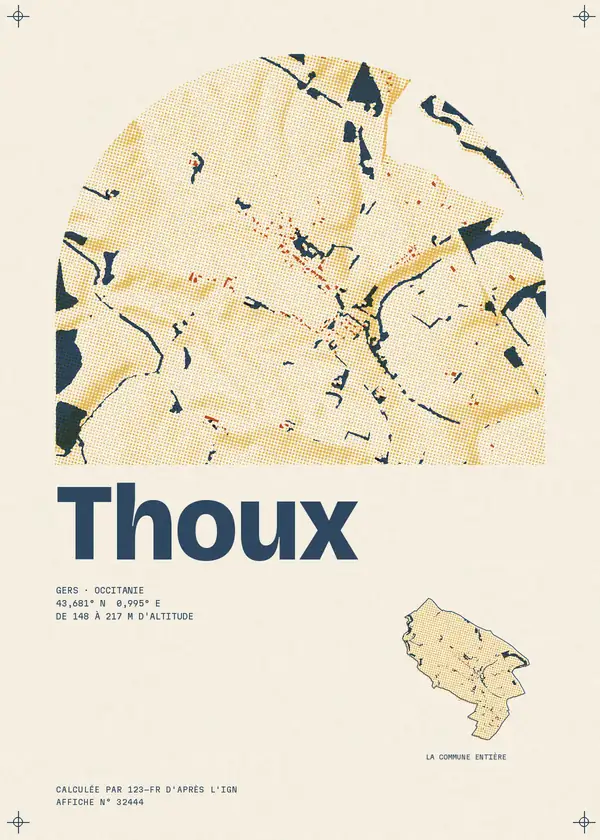 Affiche de Thoux, calculée par 123-fr d'après l'IGN