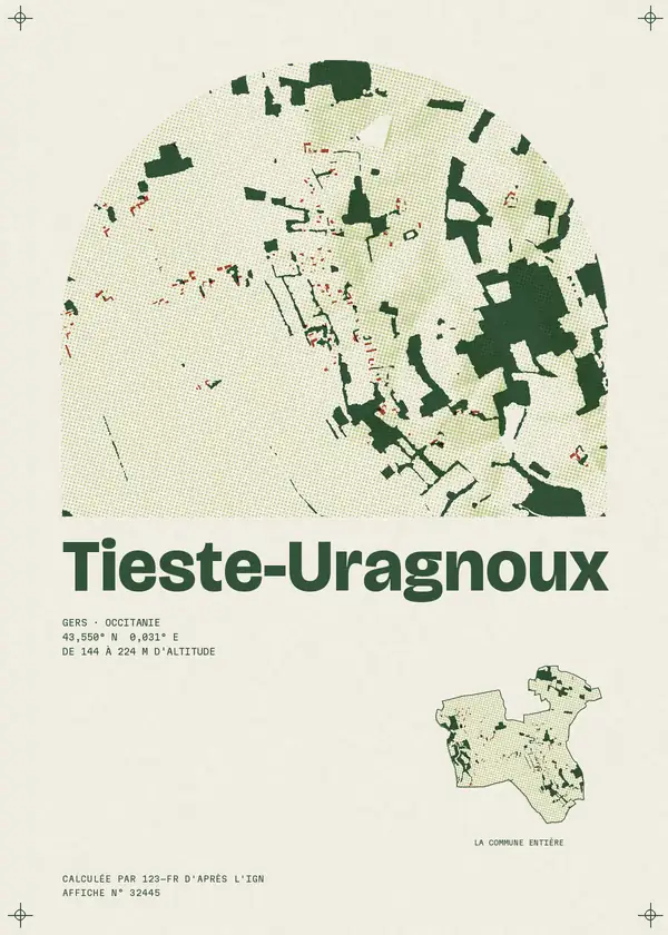 Affiche de Tieste-Uragnoux, calculée par 123-fr d'après l'IGN