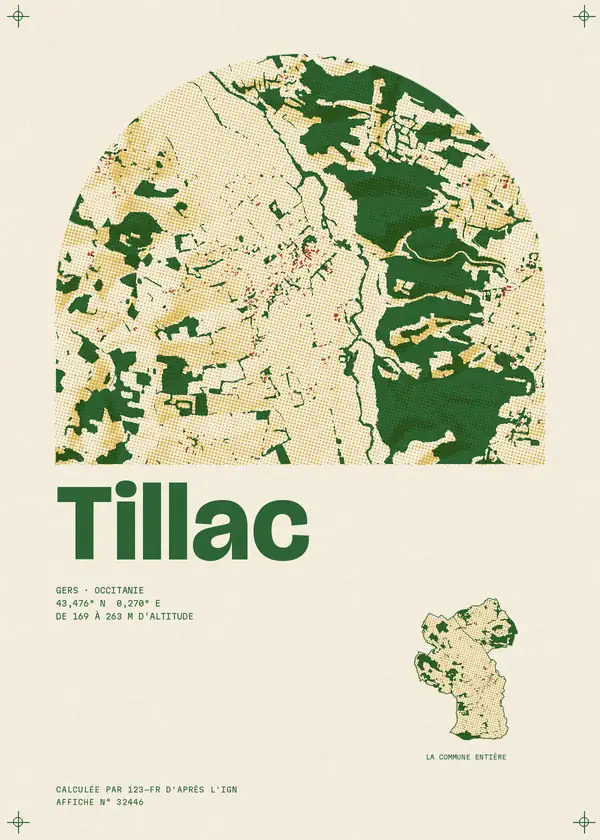 Affiche de Tillac, calculée par 123-fr d'après l'IGN