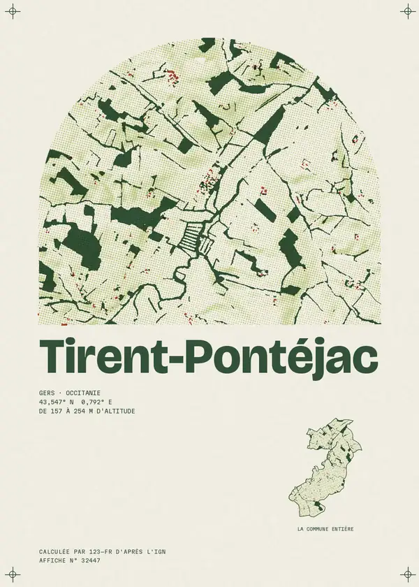 Affiche de Tirent-Pontéjac, calculée par 123-fr d'après l'IGN