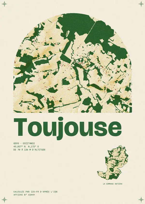 Affiche de Toujouse, calculée par 123-fr d'après l'IGN
