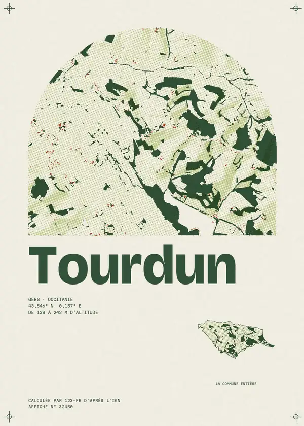 Affiche de Tourdun, calculée par 123-fr d'après l'IGN