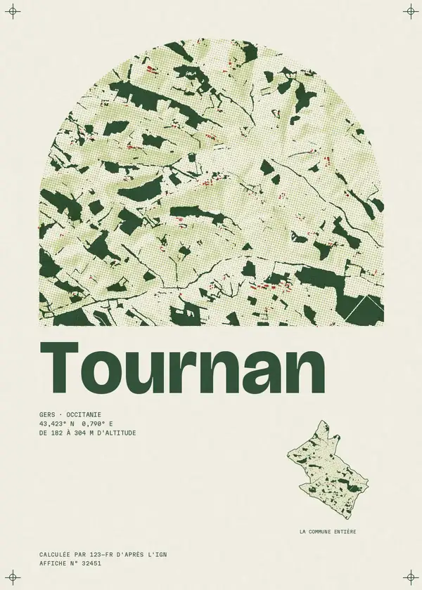 Affiche de Tournan, calculée par 123-fr d'après l'IGN
