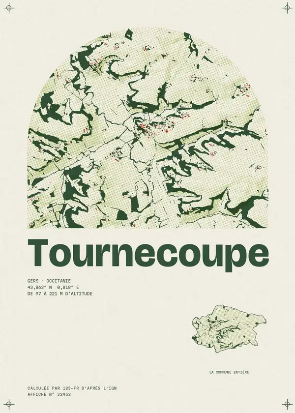 Affiche de Tournecoupe, calculée par 123-fr d'après l'IGN