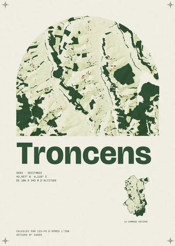 Affiche de Troncens, calculée par 123-fr d'après l'IGN