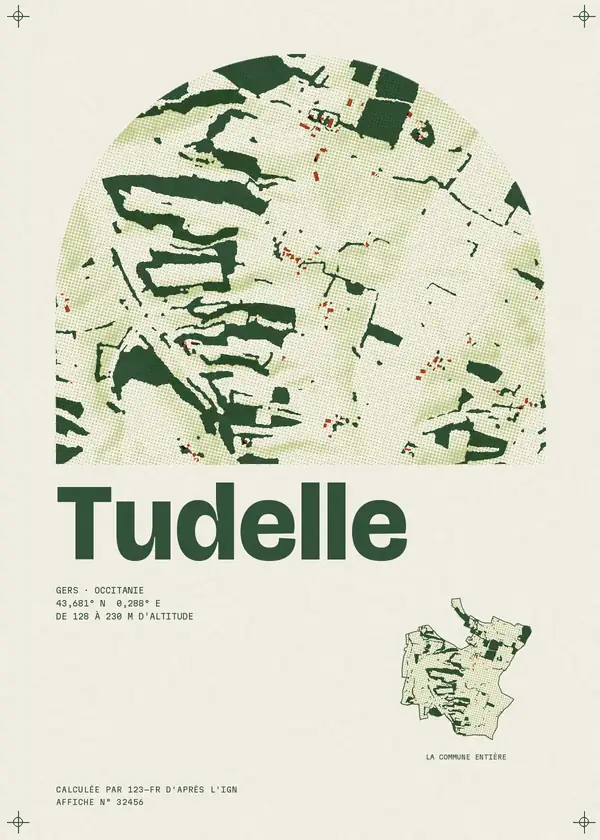 Affiche de Tudelle, calculée par 123-fr d'après l'IGN