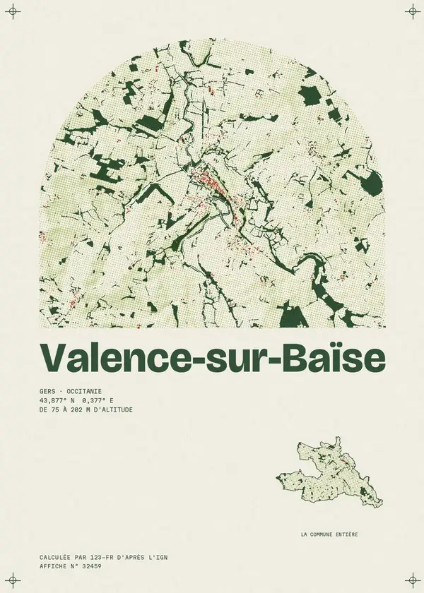 Affiche de Valence-sur-Baïse, calculée par 123-fr d'après l'IGN