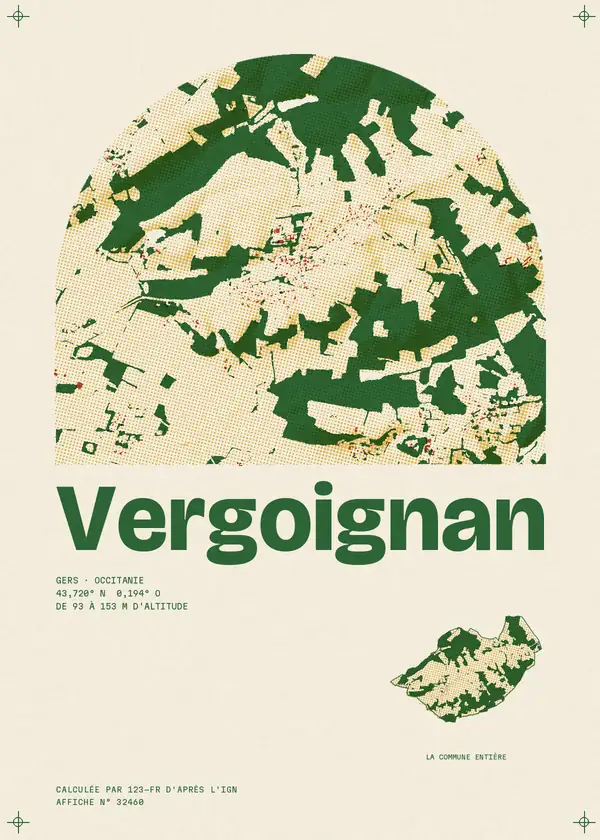 Affiche de Vergoignan, calculée par 123-fr d'après l'IGN
