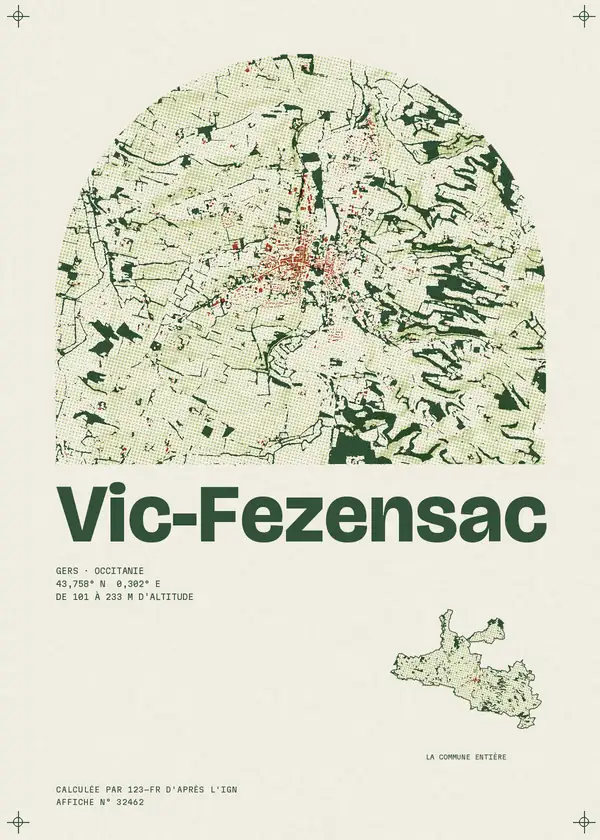 Affiche de Vic-Fezensac, calculée par 123-fr d'après l'IGN