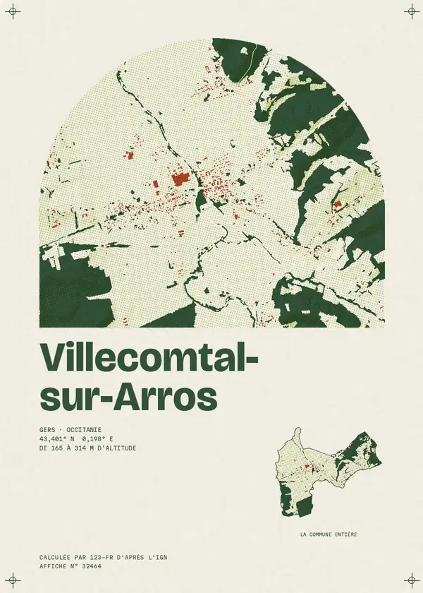 Affiche de Villecomtal-sur-Arros, calculée par 123-fr d'après l'IGN