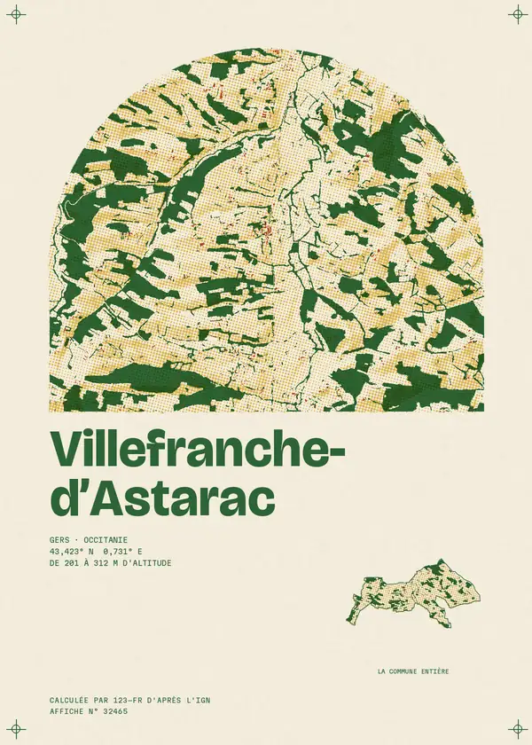 Affiche de Villefranche-d'Astarac, calculée par 123-fr d'après l'IGN
