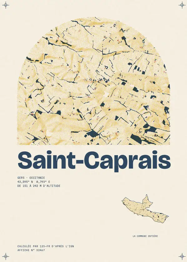 Affiche de Saint-Caprais, calculée par 123-fr d'après l'IGN