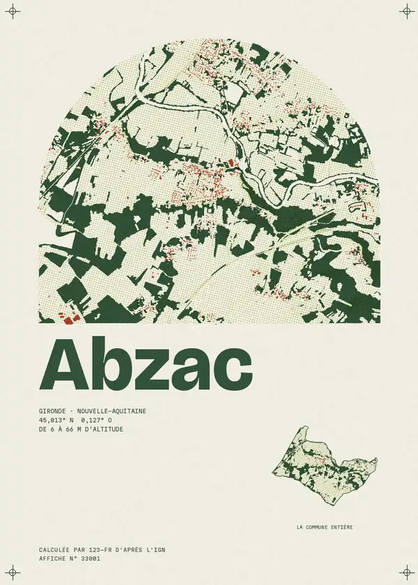 Affiche de Abzac, calculée par 123-fr d'après l'IGN