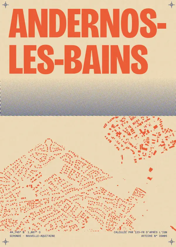 Affiche de Andernos-les-Bains, calculée par 123-fr d'après l'IGN