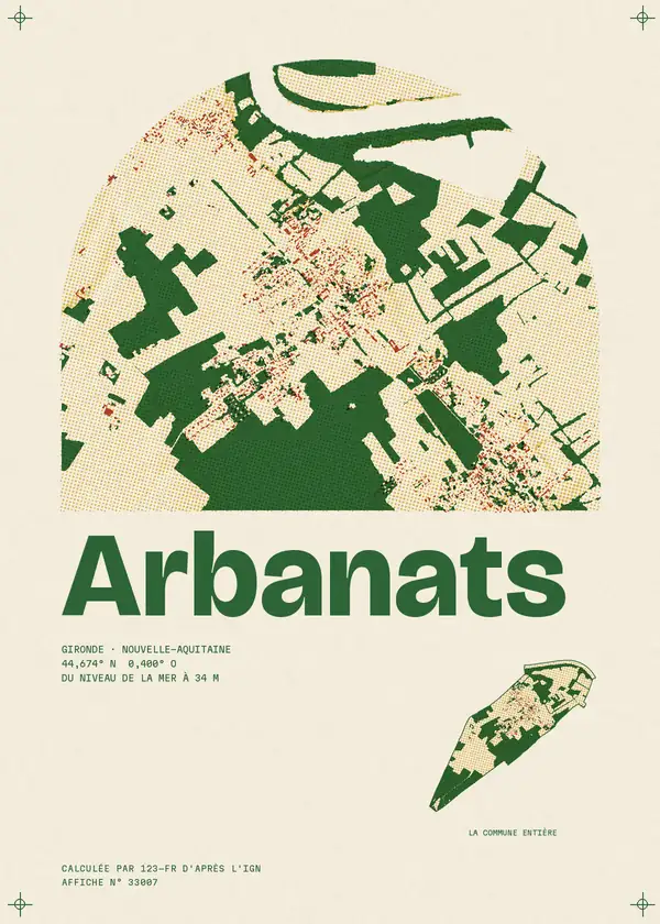 Affiche de Arbanats, calculée par 123-fr d'après l'IGN