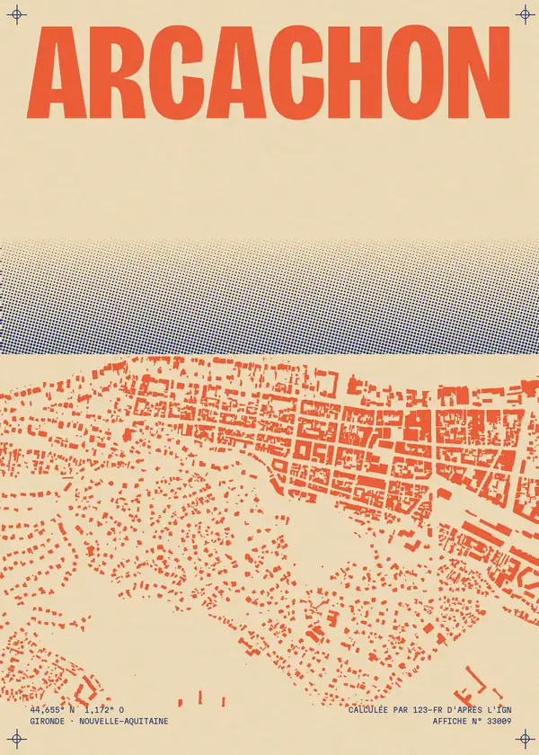 Affiche de Arcachon, calculée par 123-fr d'après l'IGN