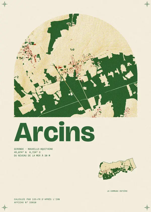 Affiche de Arcins, calculée par 123-fr d'après l'IGN