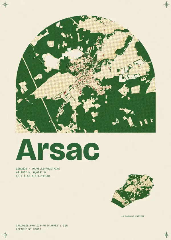 Affiche de Arsac, calculée par 123-fr d'après l'IGN